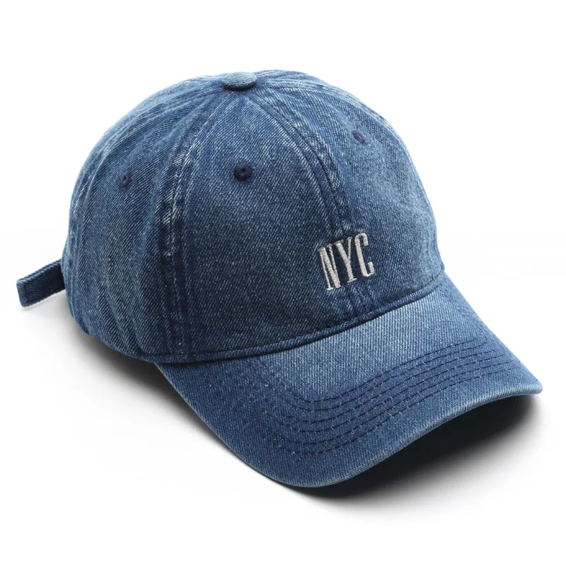 Storage Fashion Trend Washed Denim Nyc Embroidered Distressed Sports Caps Manufacturers Hats Baseball Cap