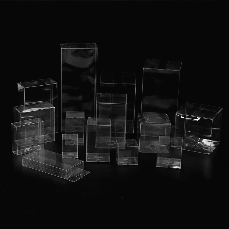 Mini MOQ Clear Plastic PVC Packaging Boxes High Transparent PET Custom cajas de plastico small gift Christmas box with hanger