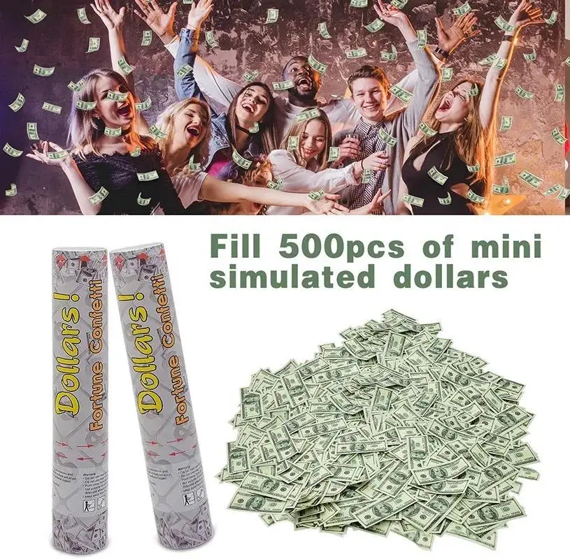 Fashionable Cash Dollars Money Rain Super Shot Confetti Cannon Poppers