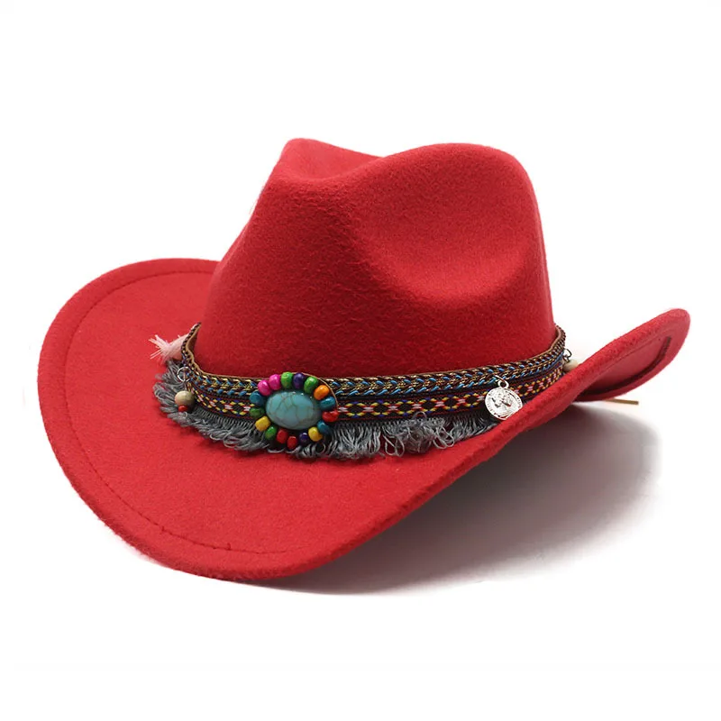 Wholesale Ethnic Vintage Cowgirl Hats Tassels Decoration Cowboy Hats