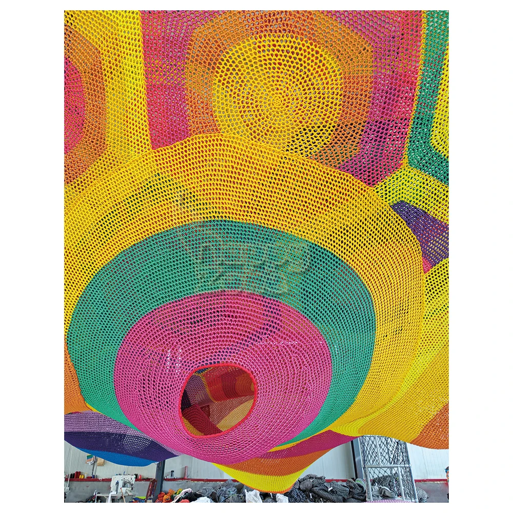 Honeycomb Rainbow Climbing net Indoor Playground Equipment Crocheted Rope Net for outdoor playground indoor crochet playground