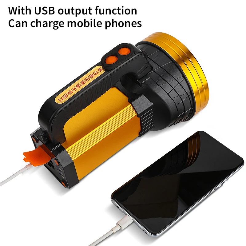 Wholesale led strong light flashlight P50 household camping emergency charging portable patrol fishing searchlight
