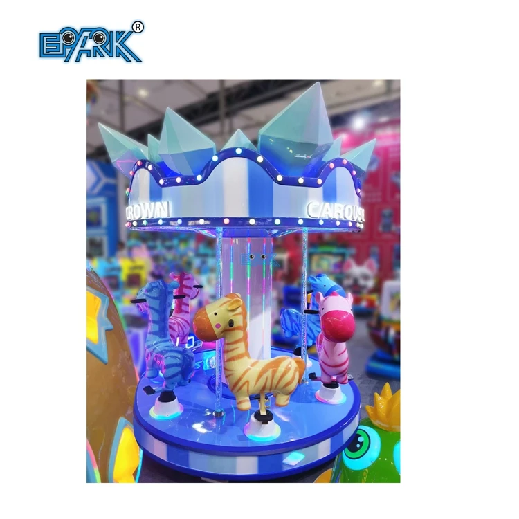 New Arrival 6 Seats Fiberglass Mini Merry Go Round Horse Fantastic Zebras Carousel Coin Operated Game Machine