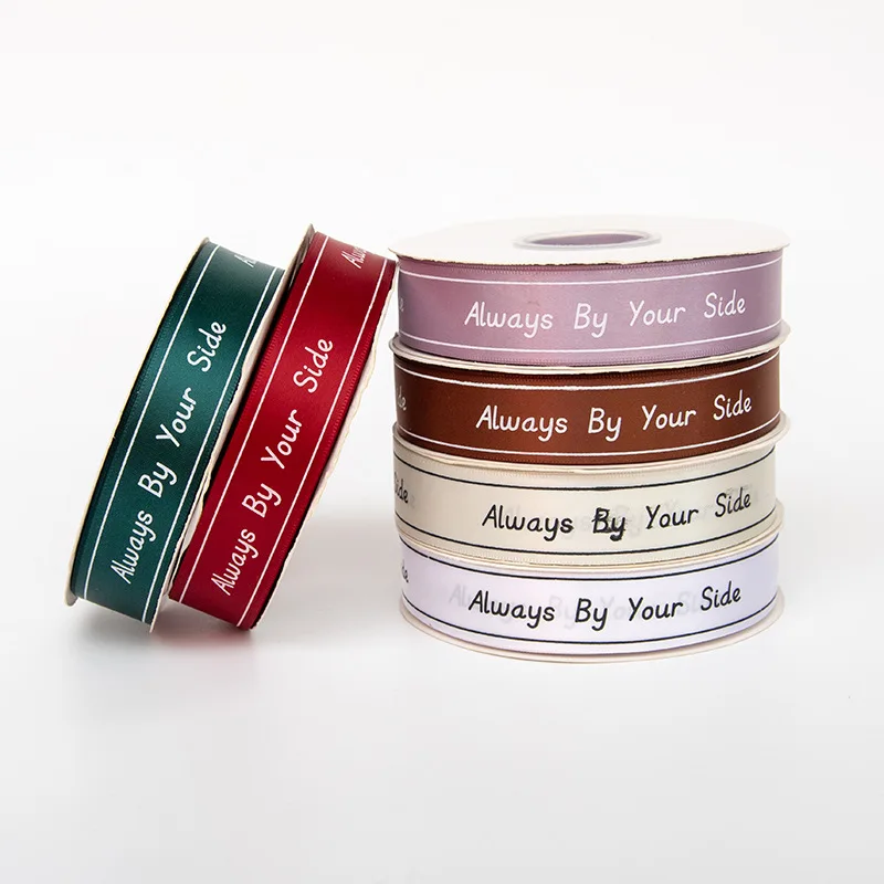 factory screen printed embossed logo custom grosgrain ribbon with printing for shop gift wrapping celebration