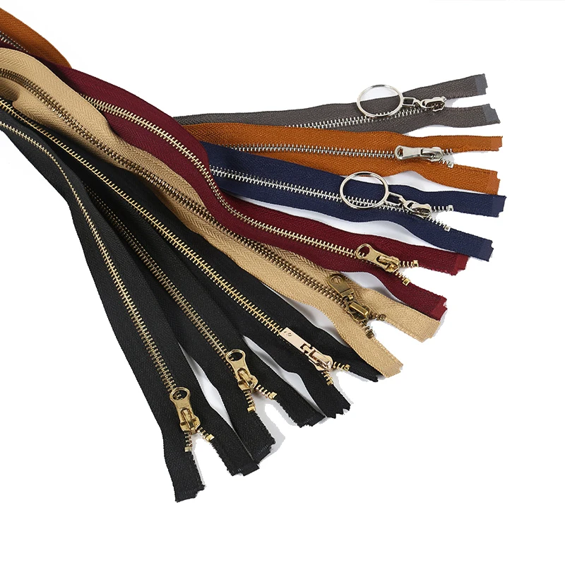 Custom Logo No.5 Semi-Lock Open End Brass Metal Zipper Big Teeth