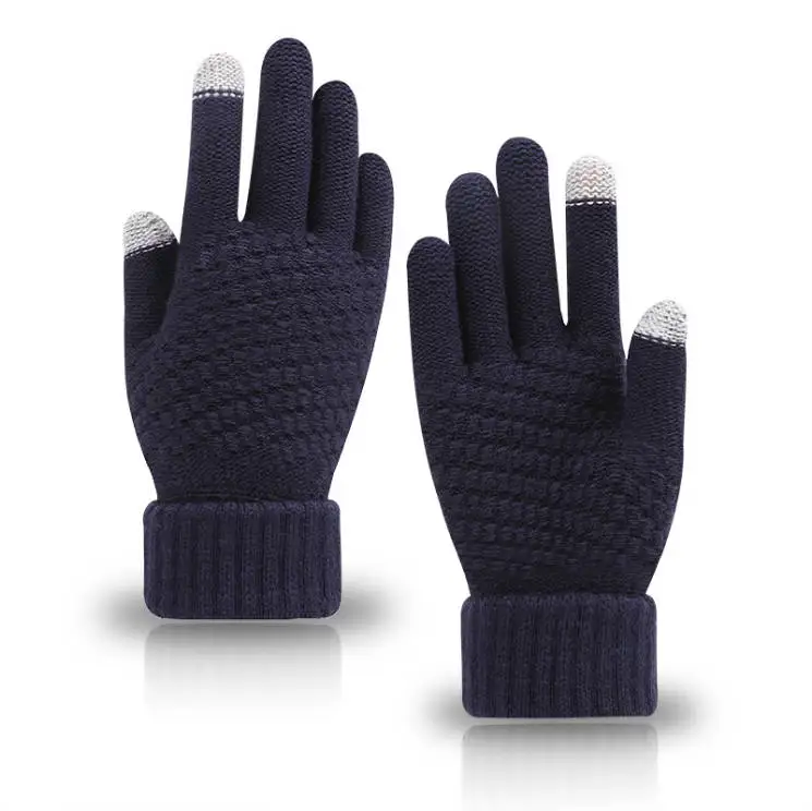 Winter cold weather knit mittens warm touch screen gloves for women