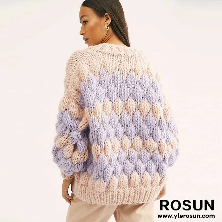 Customized casual knitted wool ribbed sweater, fashionable knitted wool cardigan