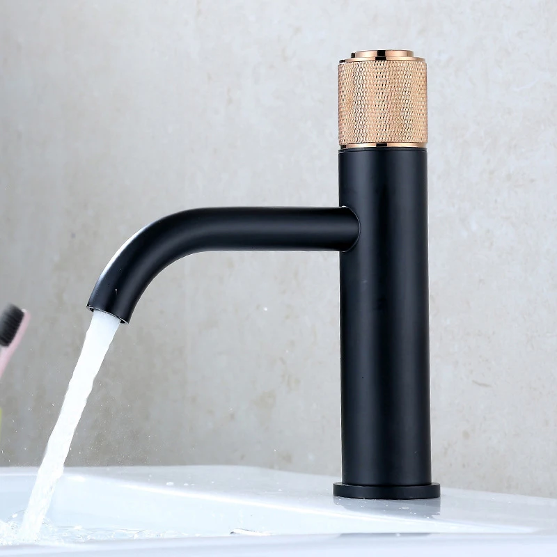 2021 Wholesale Price Black Pvd Electroplated Cold And Hot Separation Ceramic Valve Core Matte  Brass Basin Water-Saving Faucet