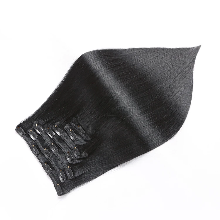 natural clip in cambodian human hair extensions, private label 100% virgin human hair clip in extensions for black women
