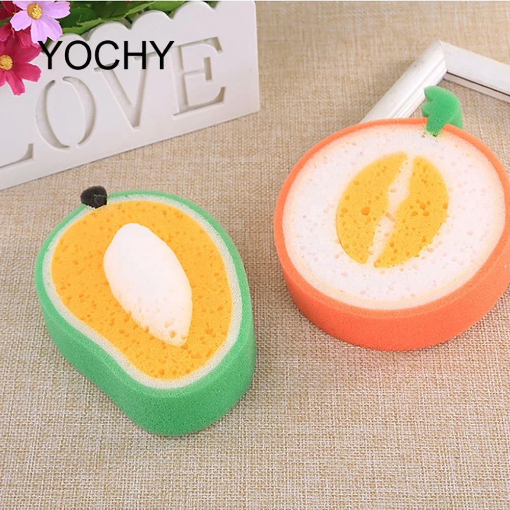 High Quality Factory Beautiful Mango Fruit Shape Pu Bath Sponge Dish washing Sponge Kitchen Sponge