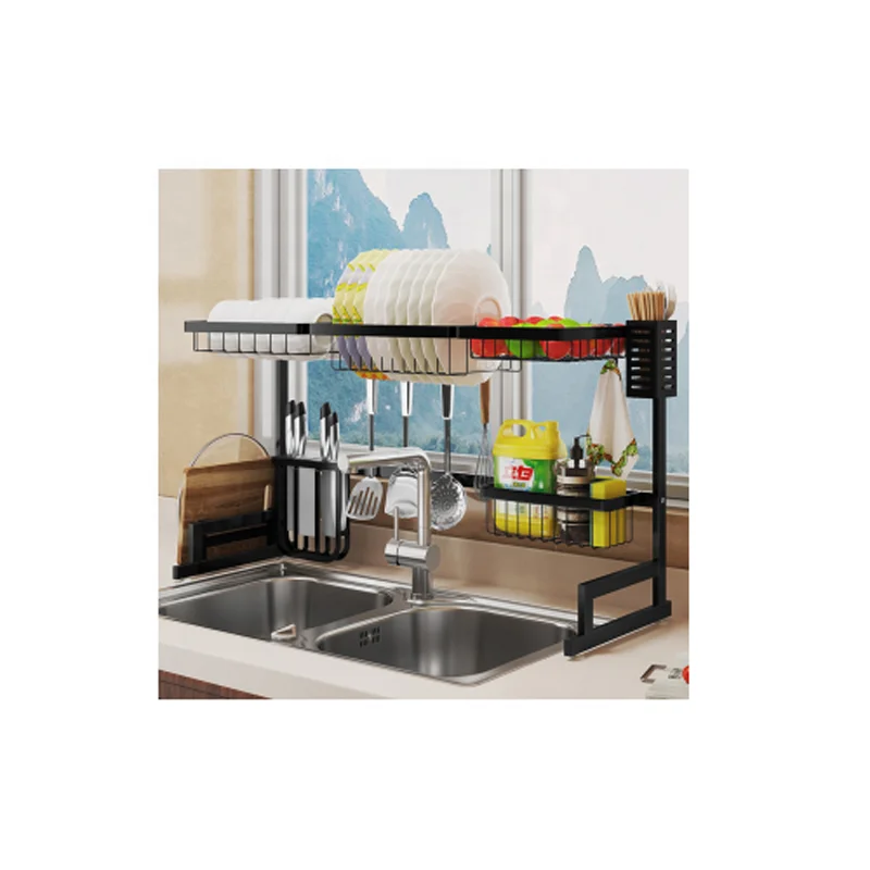 
 Регулируемая вертикальная стойка для хранения посуды высокого качества из нержавеющей стали, сушилка для слива раковины  