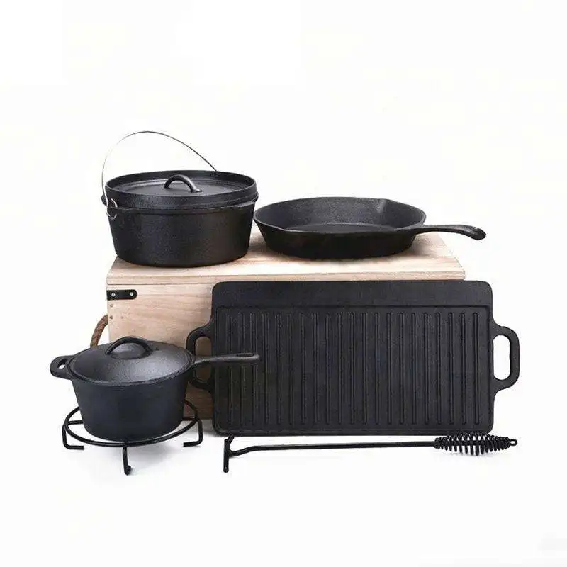 Netherlands Camping iron cast pots Outdoor cooking pot cast iron pot cookware sets