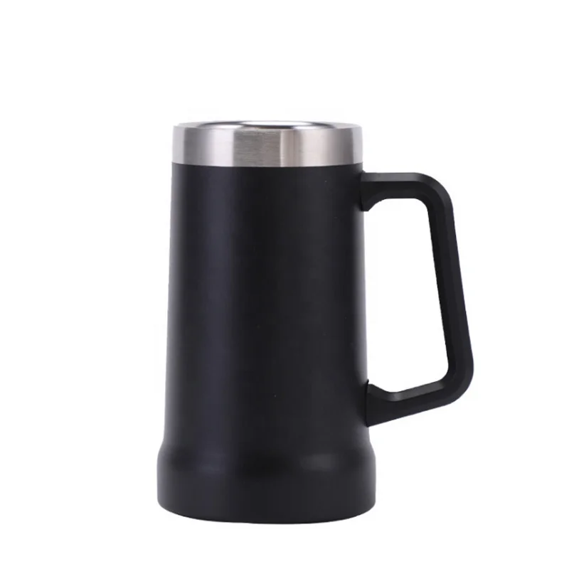 Пивная кружка из нержавеющей стали с двойными стенками и ручкой, 709 мл