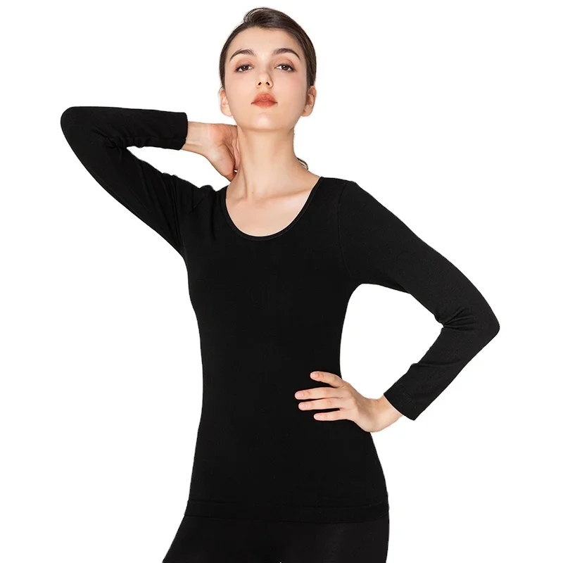 2021 cheap classic colorful low price round neck  women warm thin velvet  thermal underwear top