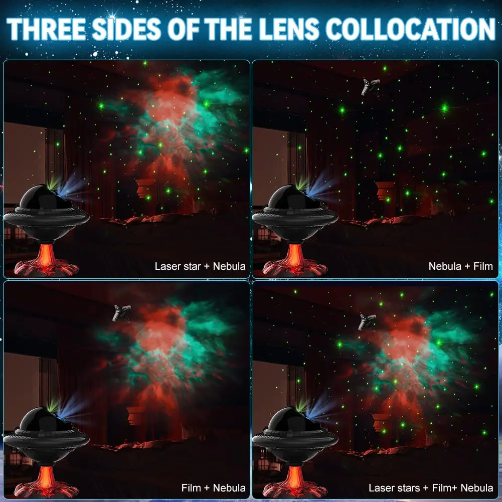 UFO Star Projector Night Light Galaxy Starry Nebula Projection Light With Timer