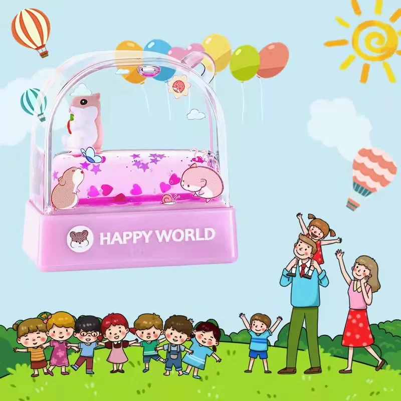 14*38MM water world  stamp pre-inked seal flash stamp with key chain