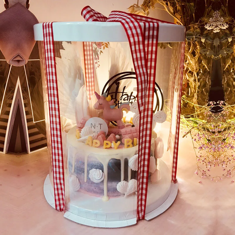 6 8 10 Inches Wholesale Custom Multi-size Transparent Tall Cake Boxes Bakery Clear Round Cake Box Packaging