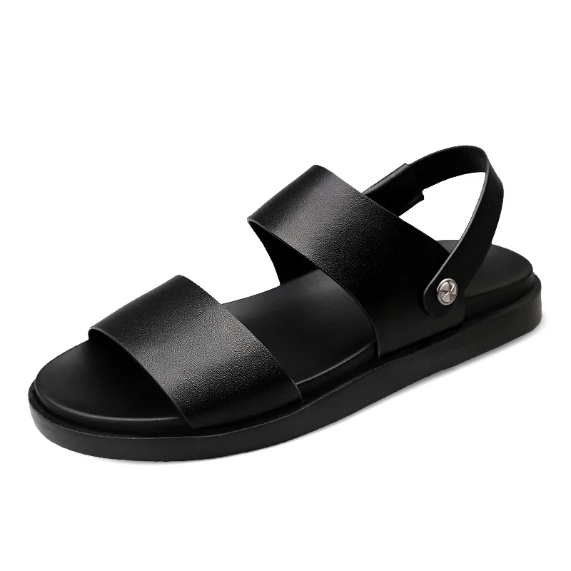 Fashionable Casual Leather Sandals For Men Anti-Slip Mesh Breathable Man Slippers Leather