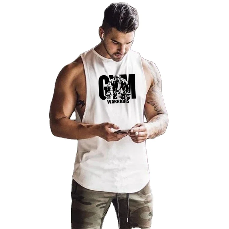 Индивидуальный Логотип Мужские Спортивные Повседневные футболки без рукавов хлопок удобный фитнес-жилет для упражнений