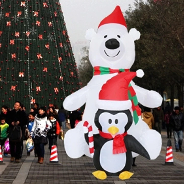 5.5FT Outdoor Christmas Decoration Inflatable Polar Bear With Penguin
