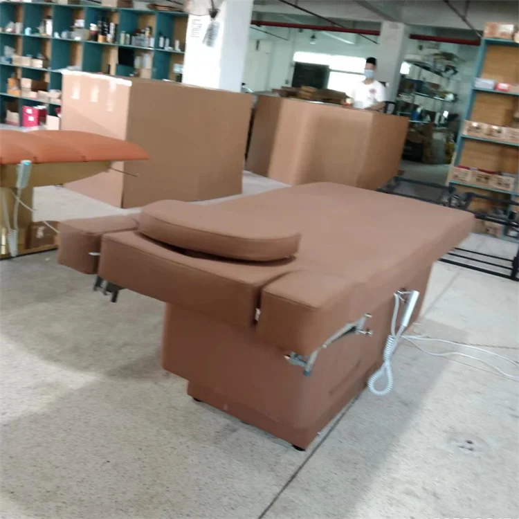 Kisen Manufacturers Wholesale Price Three Motor Electric Spa Facial Treatment Massage Table With Adjustable Hand Pillow