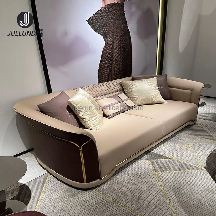 Modern Brown Wooden Veneer living room furniture sofa set modern couch 2024 sofa couch furniture living room sofa set 3 2 1