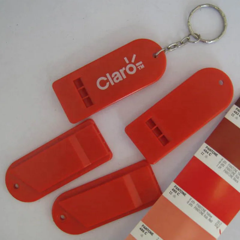 custom logo printed flat plastic whistle, football fans whistle, loudly flat emergency whistles