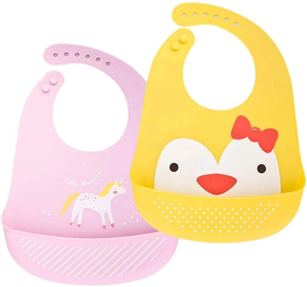 Cartoon Waterproof Silicone Baby Bibs Food dribble soft waterproof  toddler feeding bandana silicone bibs