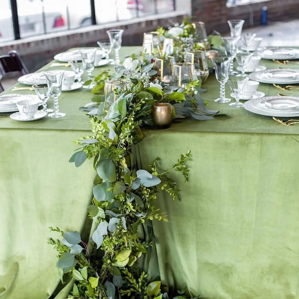 Light luxury velvet cloth avocado green tablecloth tablecloth rectangular household western luxury tablecloth