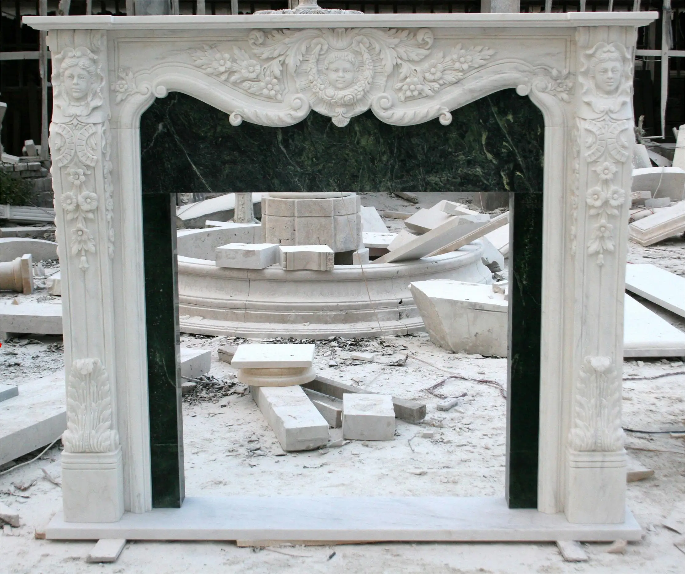 Внутреннее украшение резной простой дизайн Каменный мраморный камин