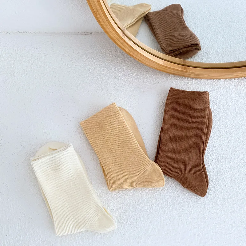 Jingwen OEM Calzini Da Donna Solid Color Warm Vintage Ladies Slouch Socks