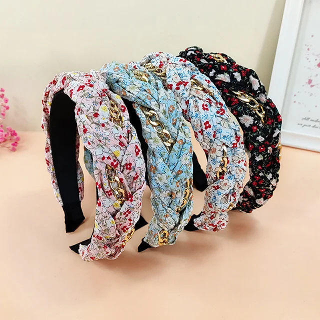 Factory New Style Boho Headband Bright Floral Hair Accessories Fashion Braided Headband