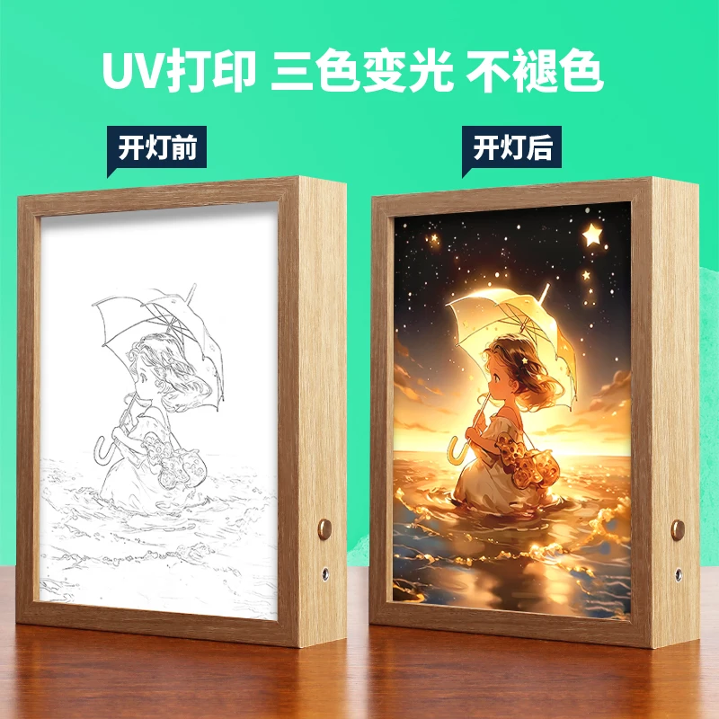 Manga INS Anime Style Art Picture Lamp Desk Lamp Photo Light Christmas Night Light Gift New 3D Illusion Lighting Up Painting