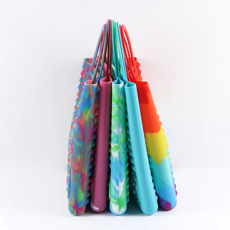 Большая сумка для снятия стресса, пузырьковая простая сумка, женские сенсорные сумки-тоуты, силиконовые радужные сумочки