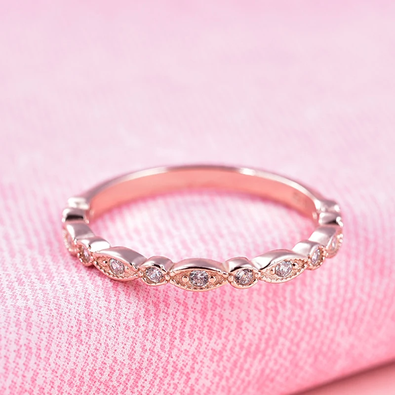POLIVA Hot Selling Branded Women Jewelry White Gold Plated Fashion Couple Eternity Band 925 Sterling Silver Ring