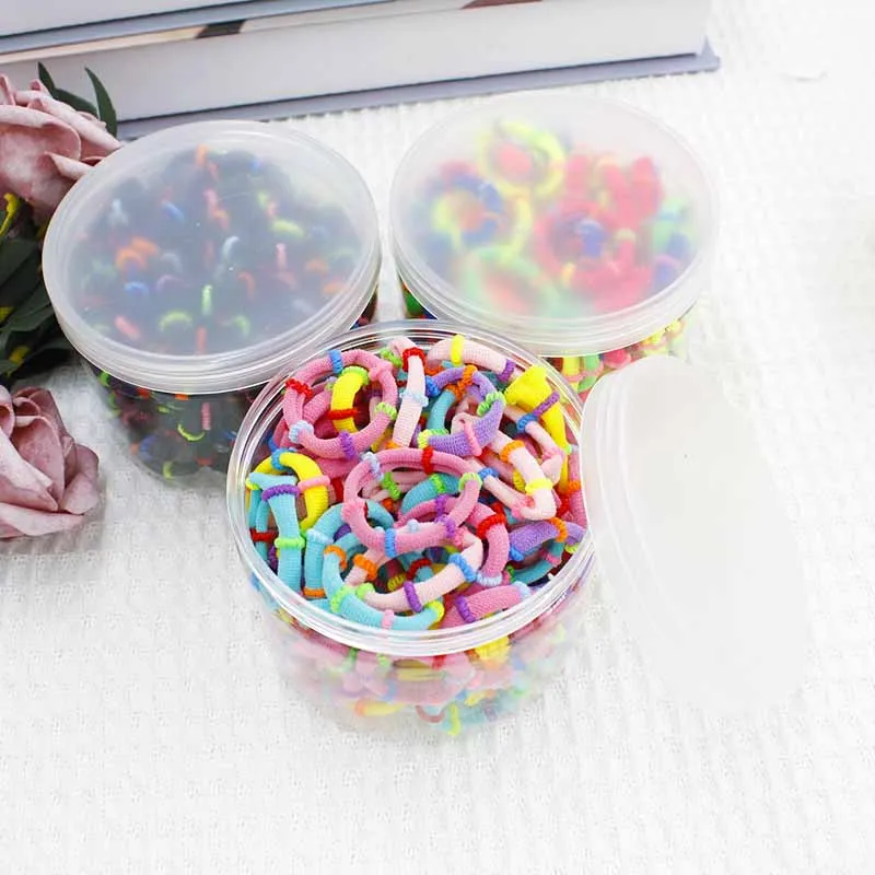 kids mix color mini elastic hair bands with stripes pack in box cute girls hair band 100pcs per box