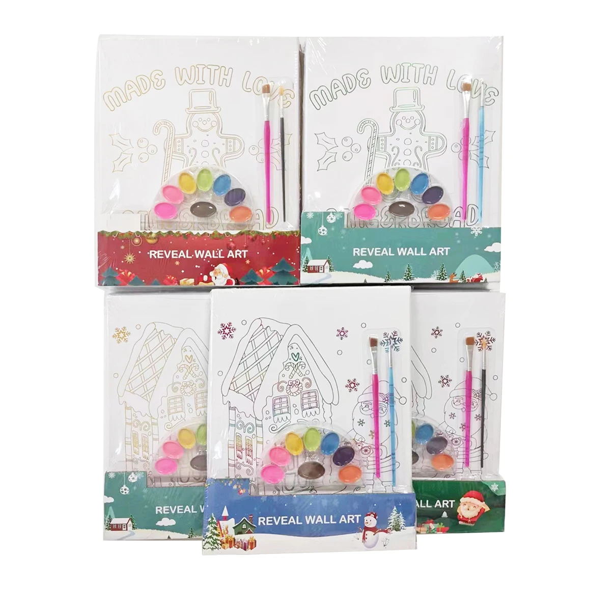 Unisex Kids Coloring and Doodle Fun Paint Your Own Xmas Canvas Panel for Drawing and Painting Reveal Wall Art