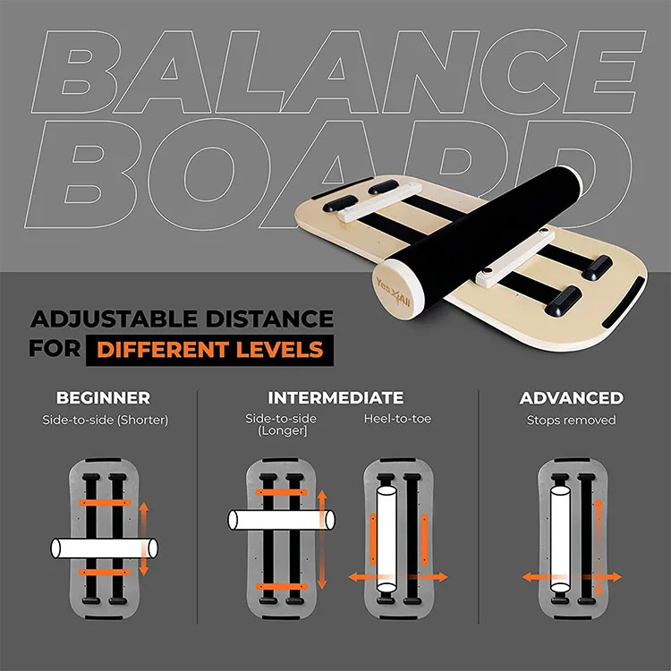 Balance Board Trainer Wooden Exercise Balancing Board  with Roller for Improving Balance