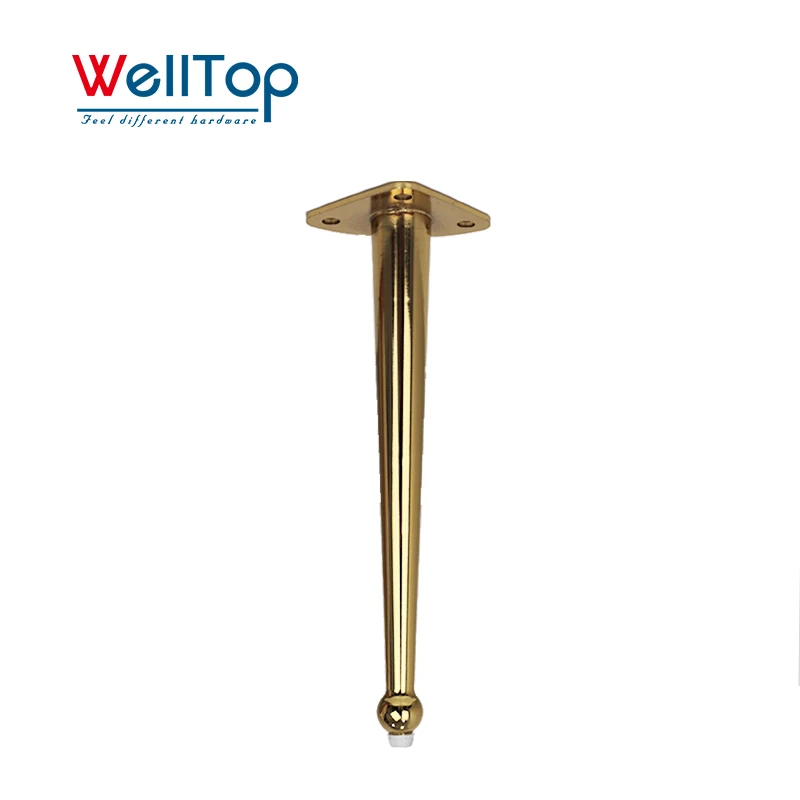 WELLTOP Factory Low Price Furniture Accessories Gold Table Bed Leg Straight Furniture Feet Metal Legs for Sofa