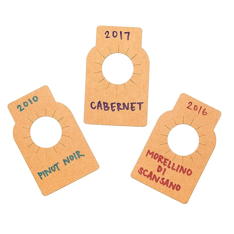 Custom printed kraft wine bottle neck label tags cellar rack hang tags