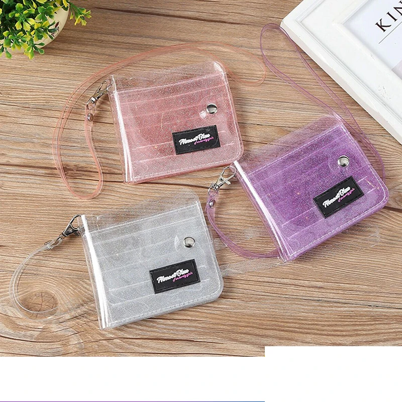 New transparent PVC jelly coin purse card holder girl small wallet bus card holder folding small wallet fashion passport wallet