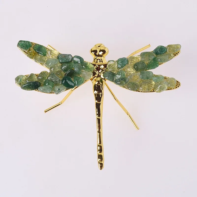 Natural Mini Dragonfly with Gemstone Wings Amethyst Jade Gravel Raw Stone dragonfly Handmade Spiritual Jewelry