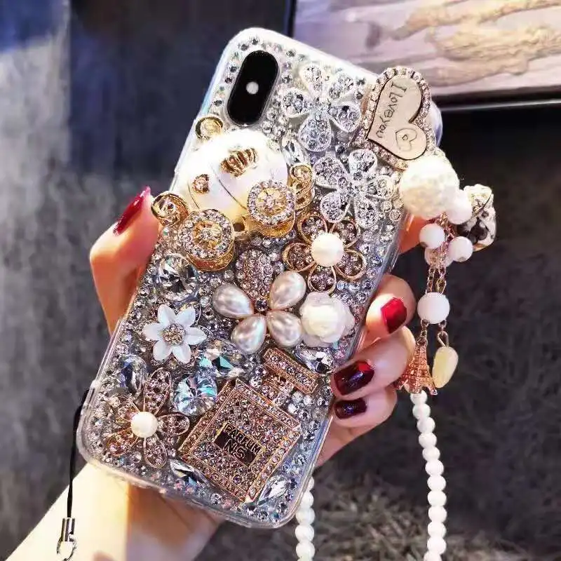 A096 DIY Glitter Diamond Sparkling bling-bling fancy jewellery Flower Girl Phone case for Iphone Samsung  Xiaomi Drop shipping
