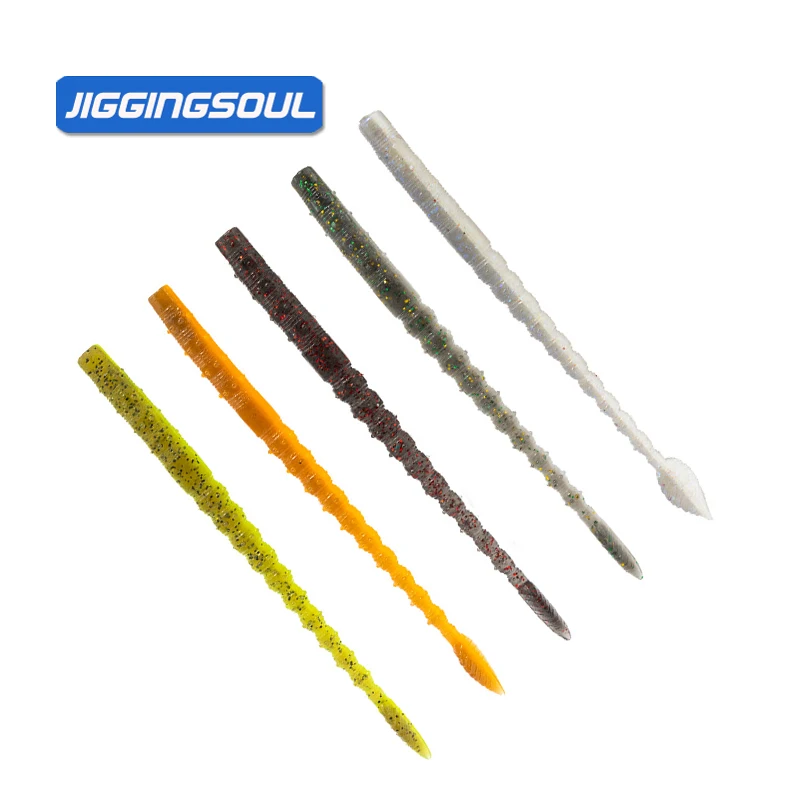 JINGGINGSOUL-SL112-11cm 8pcs 2.3g needle leaf tail soft bait Floating Plastics Worms Highly realistic and fast lure fish