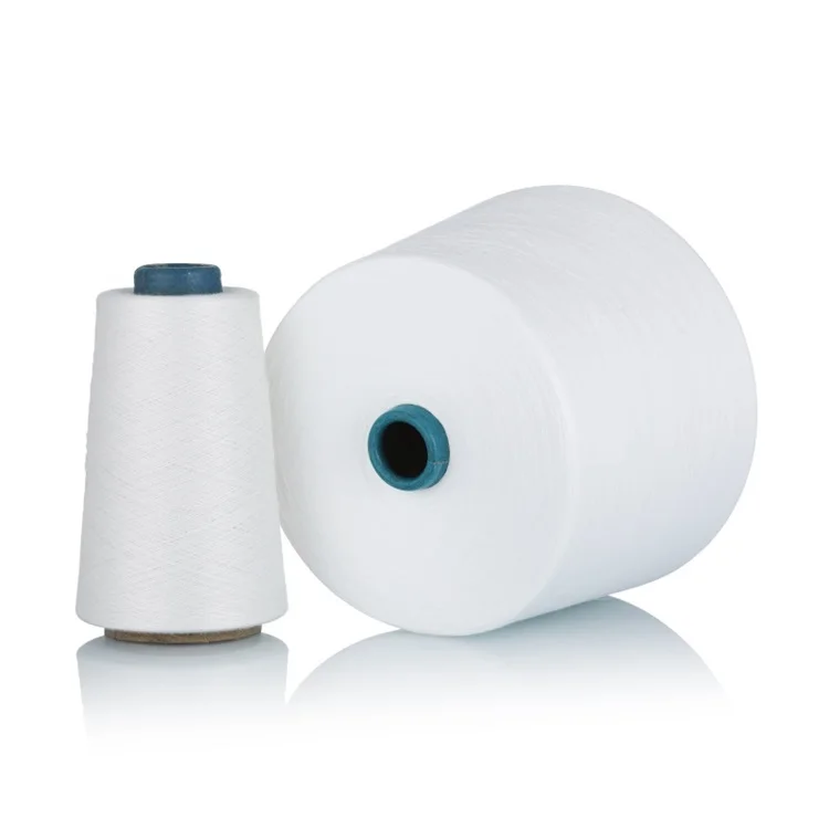 Hot Selling High Tenacity 100%Polyester Spun Yarn For Knitting And Weaving Ne21 Ne30 Raw White Textile yarn  Socks Yarn