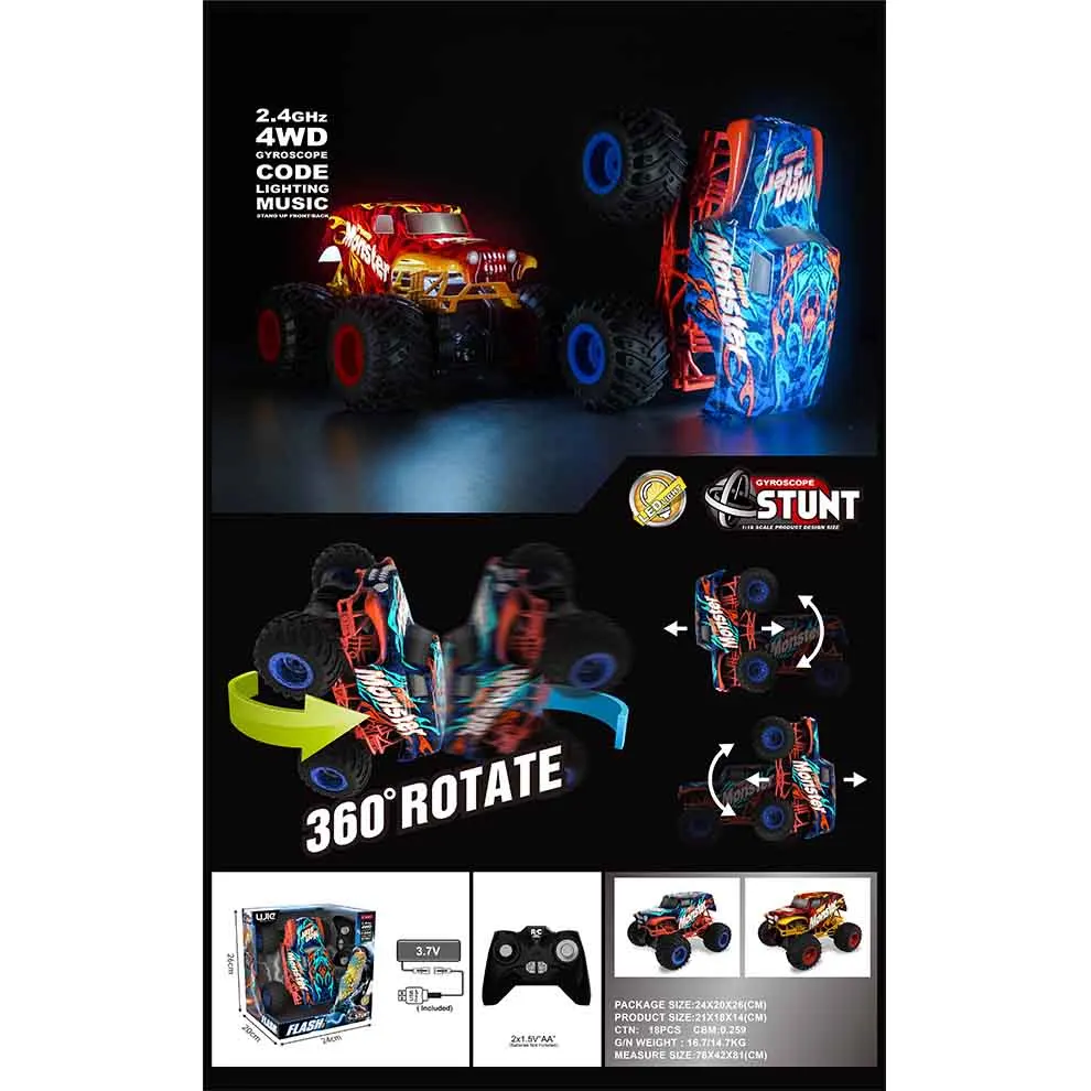 2 4 ГГц 4-канальный 1/16 масштаб 13 км/ч скорость ПВХ корпус RC GT игрушечный автомобиль трюк с гироскопом