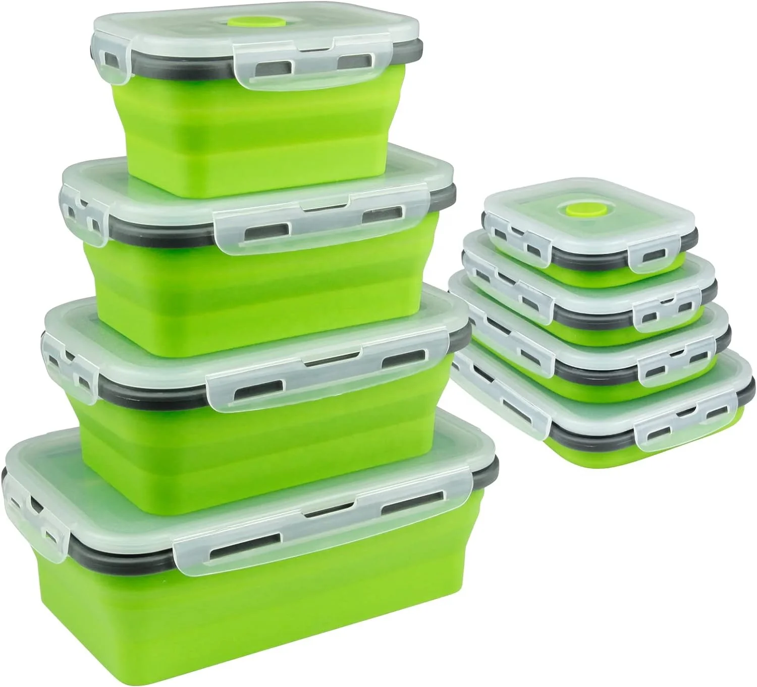 Microwave Kids Lunch Boxes Bpa Free Food Storage Container Kitchen Mixed Color Bento Foldable Collapsible Silicone Lunch Box Set