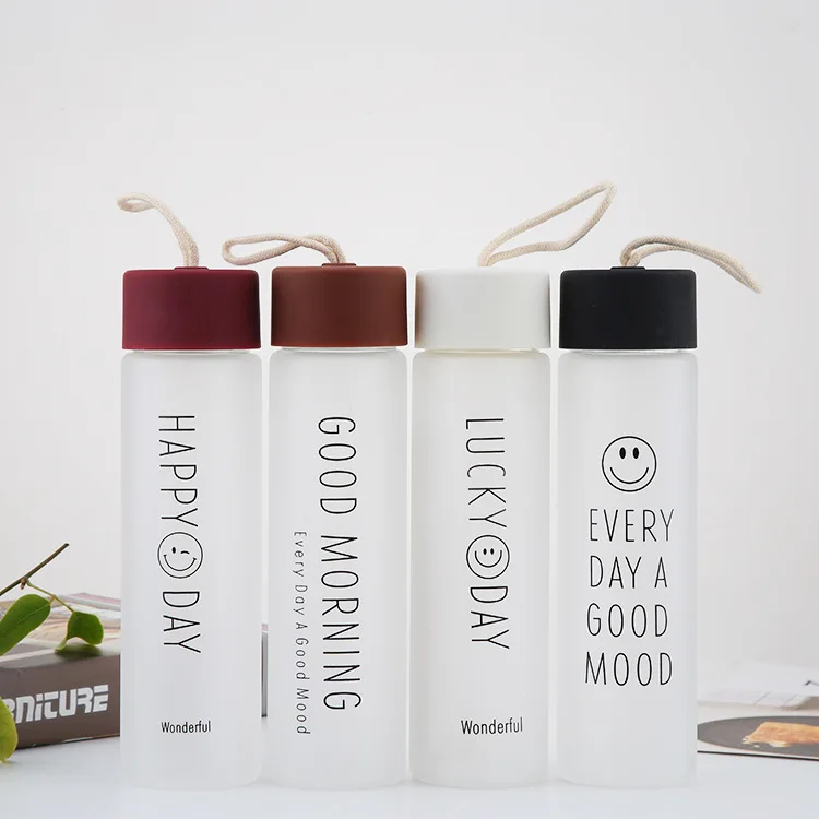 Factory custom wholesale fashionable empty double walled high borosilicate frosted clear glass water bottle nice