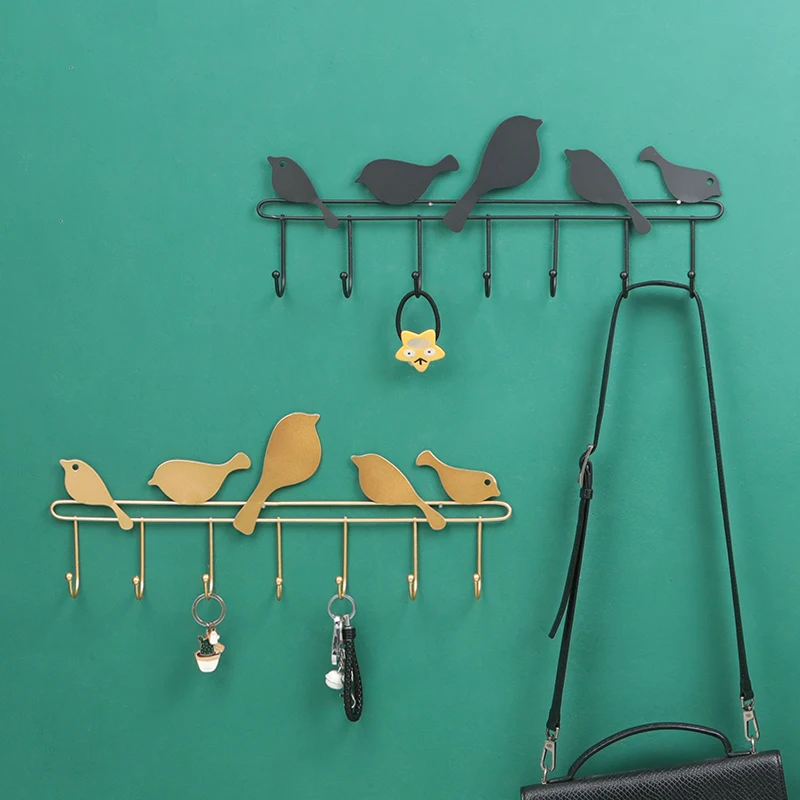 Wholesale Creative Wrought Iron Bird Wall Decoration Bathroom Kitchen Storage Hook Coat Hook