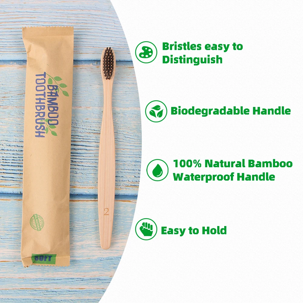 Eco Friendly Wholesale Bpa-free Natural Handle Soft Bristles Tooth Brush Bambu Charcoal Biodegradable Bamboo Toothbrushes